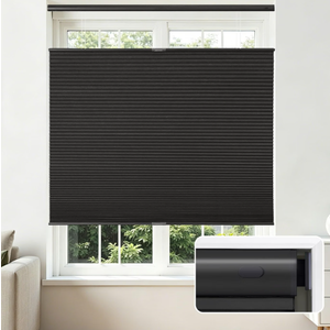 Joydeco No Drill Blackout Cordless Cellular Shades, 34" W x 64" H, Black