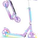 BELEEV V8 Scooters for Kids Ages 6+ with Light-Up Deck, 2 Wheel Folding Scooter for Adults Teens, 4 Adjustable Height, Lightweight Sport Commuter Scooter, Sturdy Frame, Max Load 220 lbs