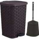 Superio Bathroom Trash Can and Toilet Brush Set, Bathroom Accessories Set, 1.5 Gallon Mini Step On Trash Can and Toilet Brush Set, (Brown)