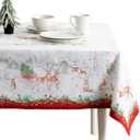 Maison d' Hermine Table Cloth Rectangle Table 100% Cotton 70 x 120 Inches Fall Tablecloth Reusable Everyday Use for Thanksgiving Christmas Decorations Dining Farmhouse Party (Christmas Tradition)