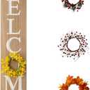 Glitzhome Wooden Welcome Sign for Porch Front Door Rustic Farmhouse Style Hanging Standing Porch Outdoor with Changable Wreathes, 60" H, Natural