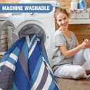 Picnic Blankets Outdoor Extra Large - 80"x80" Waterproof Beach Blanket, Machine Washable 3-Layer Foldable Park Mat with Sandproof Backing for Grass, Hiking, Travel, Concerts, Indoor (BlueStrip)