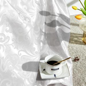 VACVELT Damask Jacquard Satin Fabric by The Yard, 60 Inch Wide White Satin Fabric Shiny Cloth Fabric, Silky Brocade Fabric for Bridal Dress, Wedding Decorations, Crafts, Sewing, Draping (10 Yards)