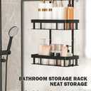 Over Door Shower Caddy, Black Rustproof Bathroom Organizer, 2-Tier Storage Rack, 11.81x5.31 Inch Shelves, No Drilling Required