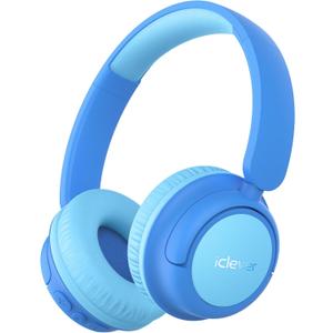 iClever BTH22 Kids Bluetooth Headphones, 60H Play Time, USB C Fast Charging, Bluetooth 5.4, AUX Cord,Safe Volume 74/85 dBA,Toddler Headphones for iPad/Tablet/Travel/School, Blue