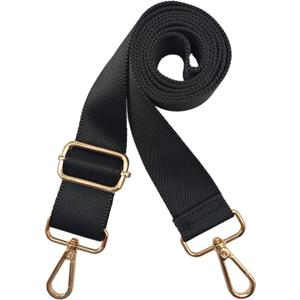 Hibate 1.5" Wide Replacement Crossbody Bag Strap for Women's Handbags Shoulder Straps - Black w/Gold Clips