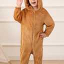 Baby Boys Girls Christmas Snowman Onesie Fleece Reindeer Hoodied Romper 6M - 2T (12-18 Months, Brown | Bear)