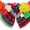 13 Pcs Mexican Party Backdrop Set, Include 12 Pcs 24'' 12'' 8'' 3D Large Paper Flowers Decorations 6.9x4.9ft Mexican Fiesta Backdrop for Party Carnival Day of The Dead Wall Wedding Birthday