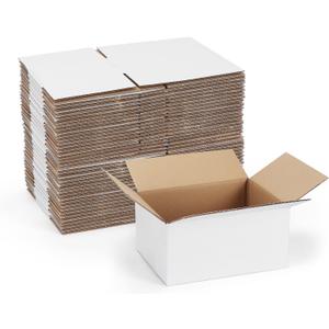 40 Pack Small Shipping Boxes 8x6x4 Inches, White Corrugated Cardboard Mailing Box for Shipping, Packing, Business