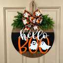 Trick or Treat - Halloween Door Sign, 12 Inches, Halloween Pumpkin Design with Bow, Front Door Decoration for Halloween, Home, Garden, Porch, Wall Decor