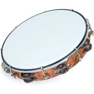 MUSCELL Tambourine for Adults,Hand Held Plastic Tambourines Drum Double Row Metal Jingles Musical Instrument-10"