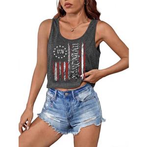 T&Twenties American Flag Tank Top for Women,4th of July Stars Striped Racerback Tees Sleeveless Patriotic USA Flag Vest Tops (M)