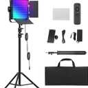 RGB Photography Lighting Kit, 50W Bi-Color Professional LED Studio Lights, 2300k~8500k Dimmable Photo Lights for Photography Filming Camera Video Recording Stage Shooting Streaming YouTube TikTok (1-Pack)