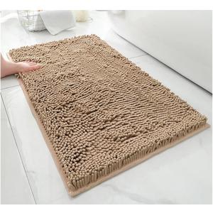 Soft and Absorbent Chenille Bathroom Rugs Non-Slip Quick-Drying Shower Rugs Machine Washable (Yellow) 25"x58"