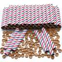 Faccito 50 Pcs Red White Blue Firework Tubes 1 x8 x3/25 Stick Fireworks Pyro Cardboard Tubes and End Plugs for Patriotic 4th of July Party Favors Birthday Wedding Decor