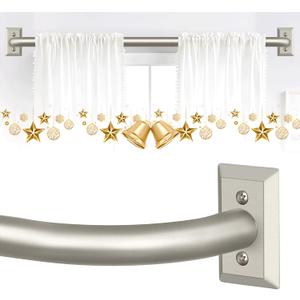 Nickel Wrap Around Curtain Rods 48 to 90":Blackout Adjustable Window Curtain Rod,Room Darkening Heavy Duty Curved French Metal Single Drapery Rods for Bedroom Kitchen Easy Install,Brushed Nickel