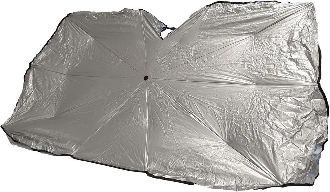 cartrend Car Parasol Sun Shade Interior Front Window Sun Shade Blocks Sun Protection Easy Release Mechanism + Faux Leather Bag 135/120x71cm 