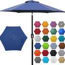 Blissun 7.5 ft Patio Umbrella, Yard Umbrella, Outdoor Market Umbrella with Push Button Tilt Crank (Navy Blue)