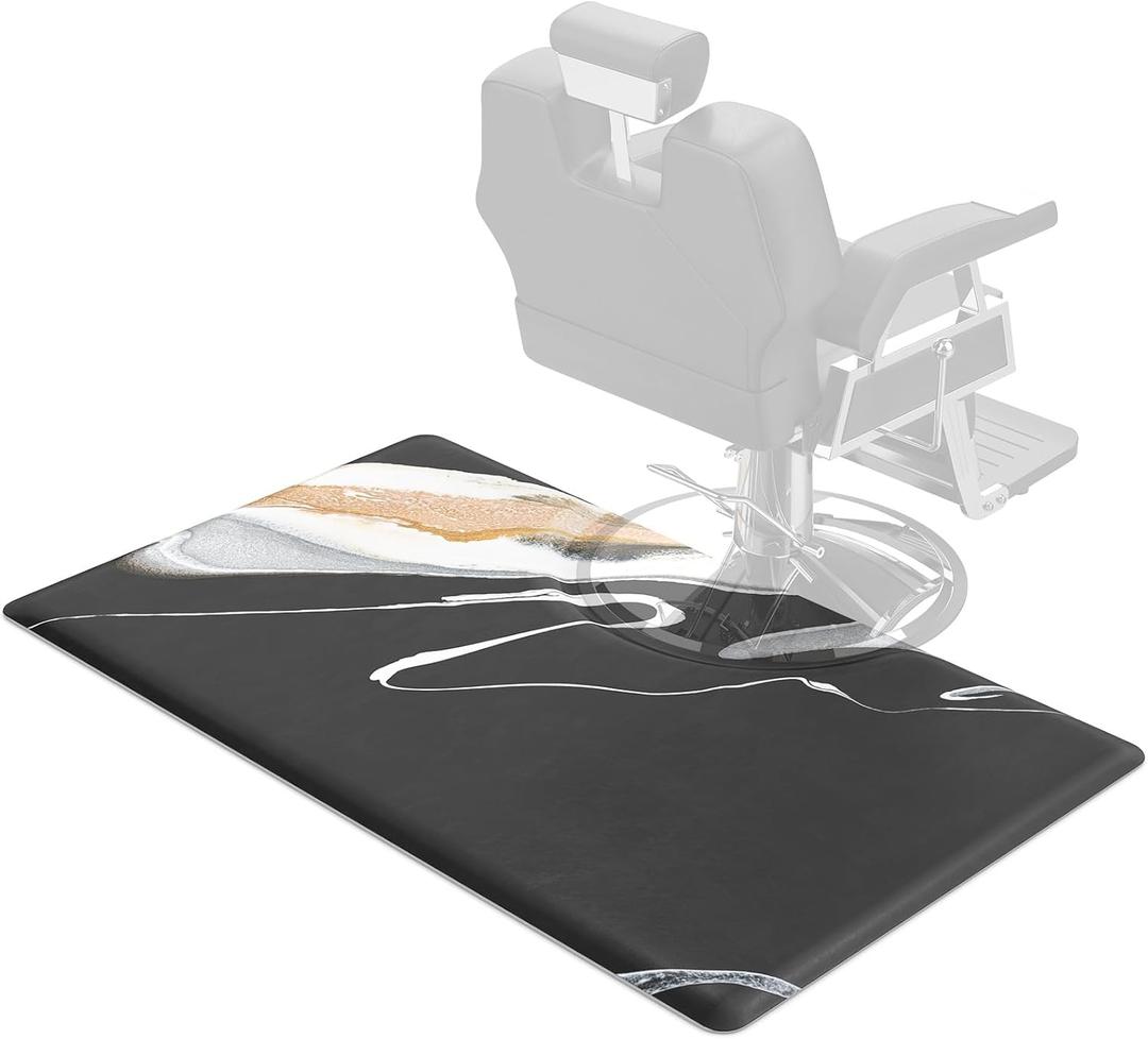 OmySalon Salon Mat for Hair Stylist Anti Fatigue, 3 ft. x 5 ft. Comfort Barber Floor Mat with Round Cutout, Hairdresser Standing Matt, Anti-Slip Easy Cleaning
