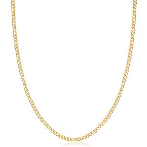 Barzel 18K Gold Plated Curb/Cuban Link Chain Necklace 2MM, 3MM, 4MM, 5MM For Women or Men - Made In Brazil
