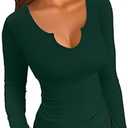 VICHYIE Womens Tops V Neck Summer Short Sleeve Casual Slim Fitted Tshirt   XL