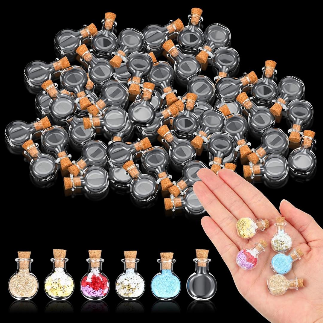 120 Pcs 2ml Mini Glass Bottles with Cork Stoppers Small Clear Jars for DIY Crafts, Wishing Bottles, Wedding Favors, Party Decorations & More