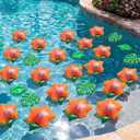 12 Pcs Tropical Hibiscus Inflatable Beach Balls Balloon, Hawaiian Luau Themed Decorations, Summer Swimming Pool Beach Water Game Favors, Jungle Tropical Birthday Party Supplies