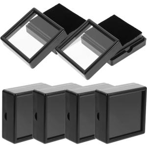 Zerodeko 6pcs Clear Lid Jewelry Box Gemstone Display Case Square Jewelry Display Box Desktop Jewelry Sponge Organizer for Coins Gems Jewelry Supplies Black Small Earring Holder