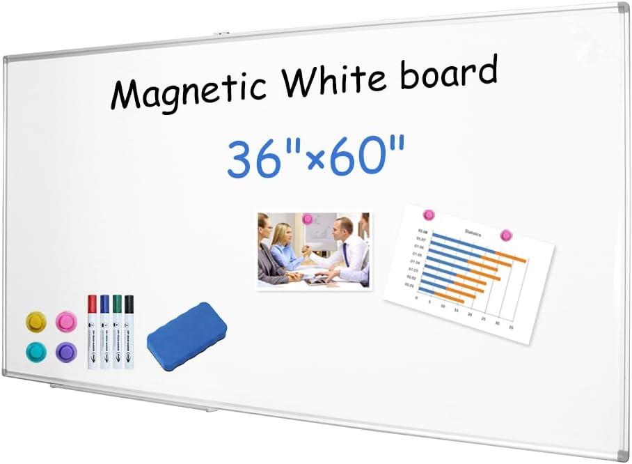 XIWODE Large Magnetic Dry Erase BoardWhiteboard for Wall, 36 x 60 inches, Whiteboard Marker Board Writing BoardSilver Aluminum Frame, Durable,Whiteboard for Home School & Office
