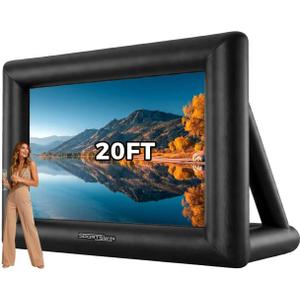 20FT Inflatable Outdoor Movie Screen, Outdoor Movie Screens with Air Blower, Easy Set Up Blow Up Projector Screen for Backyard,Theme Parties and Celebrations