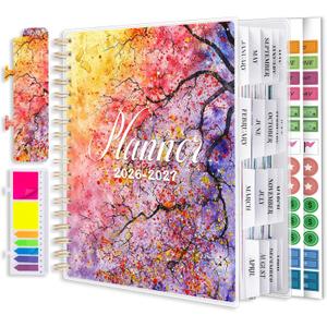 Planner 2026-2027, Large 18 Months Academic Daily Weekly Monthly Planner Yearly Agenda Jan. 2026June. 2027, 7.9" x 9.8", Page Tabs, Separator Page, Pocket Folder, Bookmark, Stickers, Sticky Note Set (Autumn Tree)