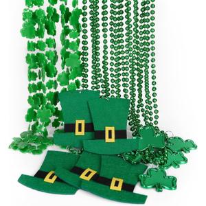 HOOSUN 15 Pack St Patricks Day Beads Necklaces Bulk,St Patricks Day Decorations Accessories for Party Favors,St Patrick's Day Necklaces Party Supplies,Saint Patricks Day Green Beads Shamrock Necklace