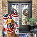 5 x Welcome 4th of July Golden Retriever Dog Patriotic Garden Flag America USA Pet Yard Outside Decoration American Flag Outdoor Small Home Decor Double Sided 12 x 18