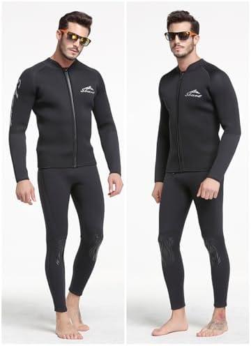 Sbart Premium Men's 1.5mm Neoprene Wetsuit Two Piece Top Jacket + Pants, Keep Warm Comfy, Adult Men Full Body Wetsuit Diving Suit 2pc for Scuba Diving Snorkeling Surfing Paddling Swimming, Large 