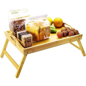 Bamboo Breakfast Tray with Folding Legs - 16.93"12.6" Bed Tray & Lap Tray, Perfect for Eating Meals, Sofa Snacks, TV Watching & Laptop Working(Primary Colors)