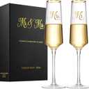 Mr and Mrs Wedding Champagne Flutes with Long Stem,Bride and Groom Toasting Crystal Glass Set, Bridal Shower Gift, Engagement Gifts for Couples, Newlyweds, Anniversary