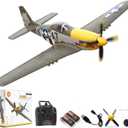 VOLANTEXRC Brushless 4CH RC Plane P51D Mustang 500mm Remote Control Airplane Fighter RTF with 6-Axis Gyro, 3 Modes & Aerobatics, 2.4GHz Radio Controlled Aircraft for Beginners, Boys & Adults (Yellow Brushless P51)
