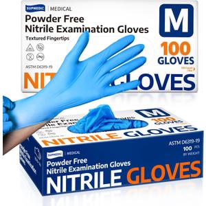 Medical Soft Max Nitrile Exam Gloves, 100 Count Latex-Free Powder-Free Non-Sterile Food Safe Disposable Glove, Blue