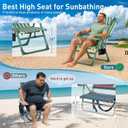 Suteck Backpack Beach Chair, 6-Position Reclining Chairs with Cooler Bag, Oversized