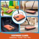 CLEANHOME Manual Carpet Sweeper for Pet Hair - Rotating Brush Floor Sweeper, Lightweight Push Broom for Classroom Rugs, Non-Electric Lint & Crumb Cleaner, Easy-Dump Dustbin, No Batteries Needed