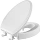 SAMODRA Raised Toilet Seat Riser, White, 3 Inch High Elevated Toilet Seat for Seniors, Soft Close, Easy Install & Clean (Elongated)