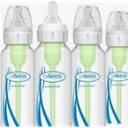 Dr. Brown's Anti Colic Options+ Narrow Glass Baby Bottle with Level 1 Slow Flow Nipple, BPA Free, 8 oz/250 mL, 0m+, 4Pack 