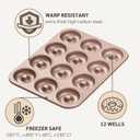 HAPPIELS 12 Well Donut Pan Nonstick, Non Toxic PFOA & BPA Free Donuts Mold for Baking, Doughnut Tin for Oven, Doughnuts Pans and Molds Non Stick Nontoxic, Baking Tray Pans & Trays without Teflon