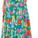 PRETTYGARDEN Women's 2026 Summer Floral Midi Dress Cap Sleeve V Neck Ruffle Long Flowy Boho Casual Beach Vacation Dresses (S)