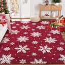 GarveeHome Christmas Washable Living Room Rugs 6x9 Area Rugs Non-Slip Throw Rugs Soft No-Shedding Bedroom Rug, Easy to Care, Foldable Christmas Decor Rug for Dining Room Nursery Laundry Bedroom, Red