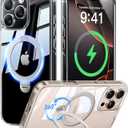 CASEKOO 360 Spin Max Magnetic Titanium Stand for iPhone 16 Pro Case [Fit with Magsafe][16FT Military Protection] [No-Yellow Crystal Clear] Slim Frame Titanium Alloy Sturdy Stand 6.3'', Clear