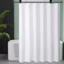 AmazerBath Extra Long Shower Curtain 96 Inches Long, Waffle Shower Curtain White Extra Long, Fabric Shower Curtains for Bathroom, Heavy Duty 240G Waffle Textured, 72x96 Inches