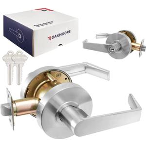 Heavy Duty Commercial Door Handle | Storeroom Lock Function | Grade 2 Commercial Door Locks, Keyed for Schools & Businesses | Storeroom Door Knob | Nickel Finish Lockset | C UL & ADA | ANSI A156.2