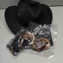 GERVAISE Womens Western Cowgirl Costume 70s Hippie Tassels Fringe Vest outfit Hat 5pcs (X-Large, Black)