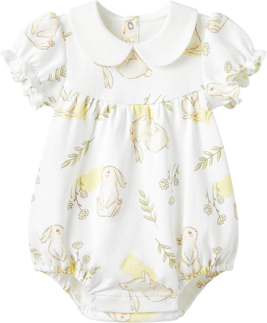 pureborn Baby Girls Boys Bodysuit Super Soft Cotton Romper  (3-6 Months, Field Rabbit)